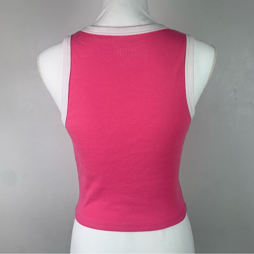 NWT Hollister Pink and White Hawaii Tank Top Sleeveless Top Size Medium - Picture 2 of 8